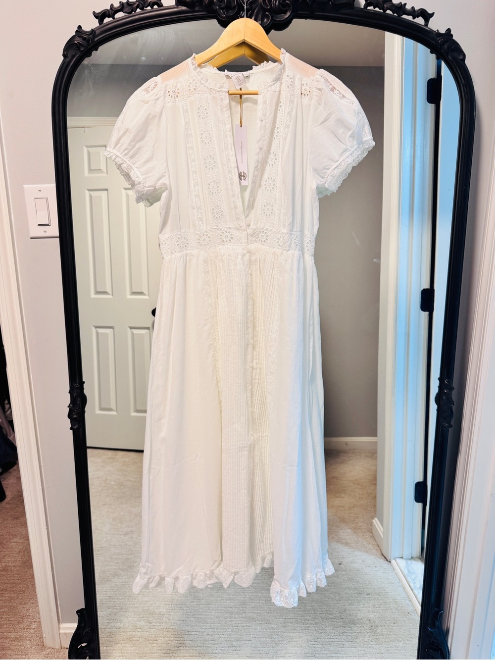 House of Harlow 1960 White Eyelit Embroidered Lace Midi Dress - Picture 3 of 9